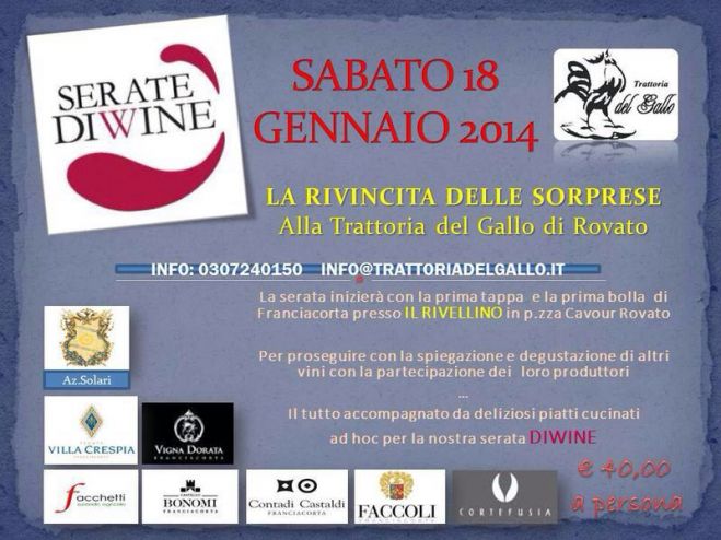 Sabato 18 gennaio cena con 8 produttori franciacortini